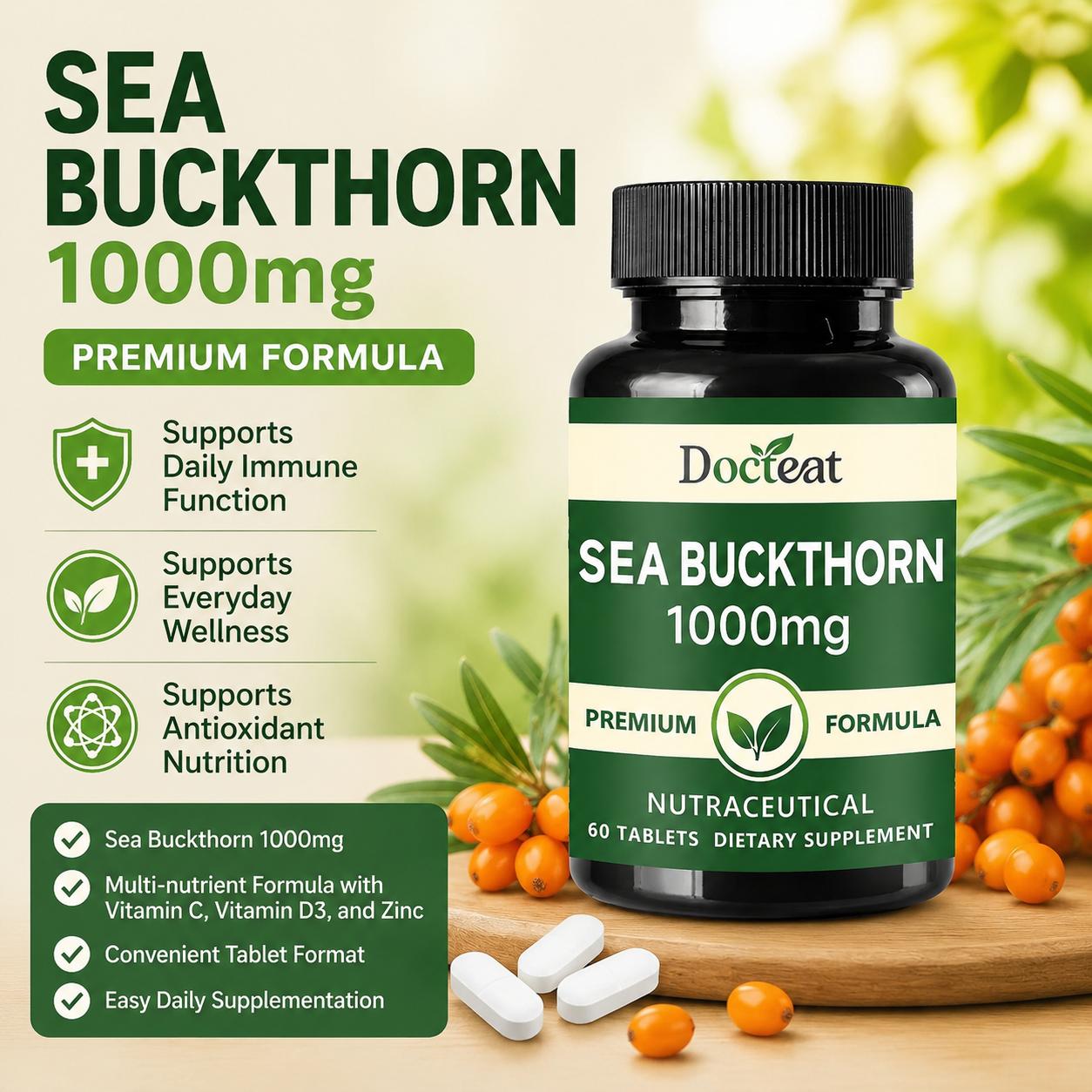 Nutrition Zinc - Docteat Sea Buckthorn 1000mg Tablets Daily