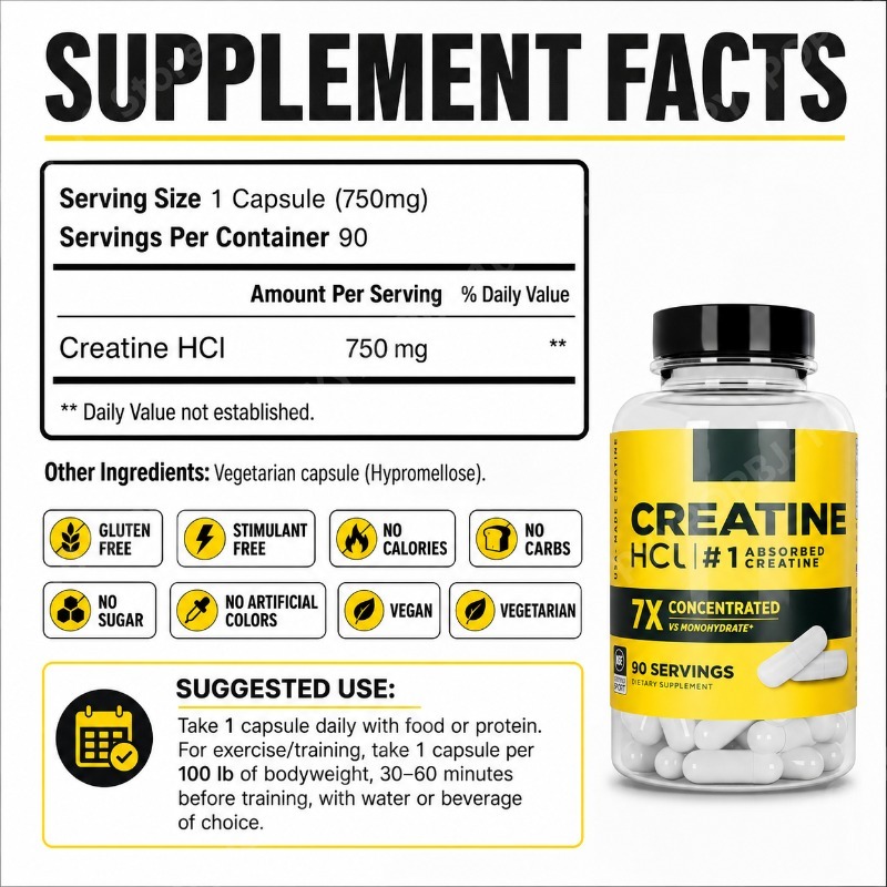 Creatine HCl 750mg 90 Capsules - Nutrition Fitness Supplements review and price
