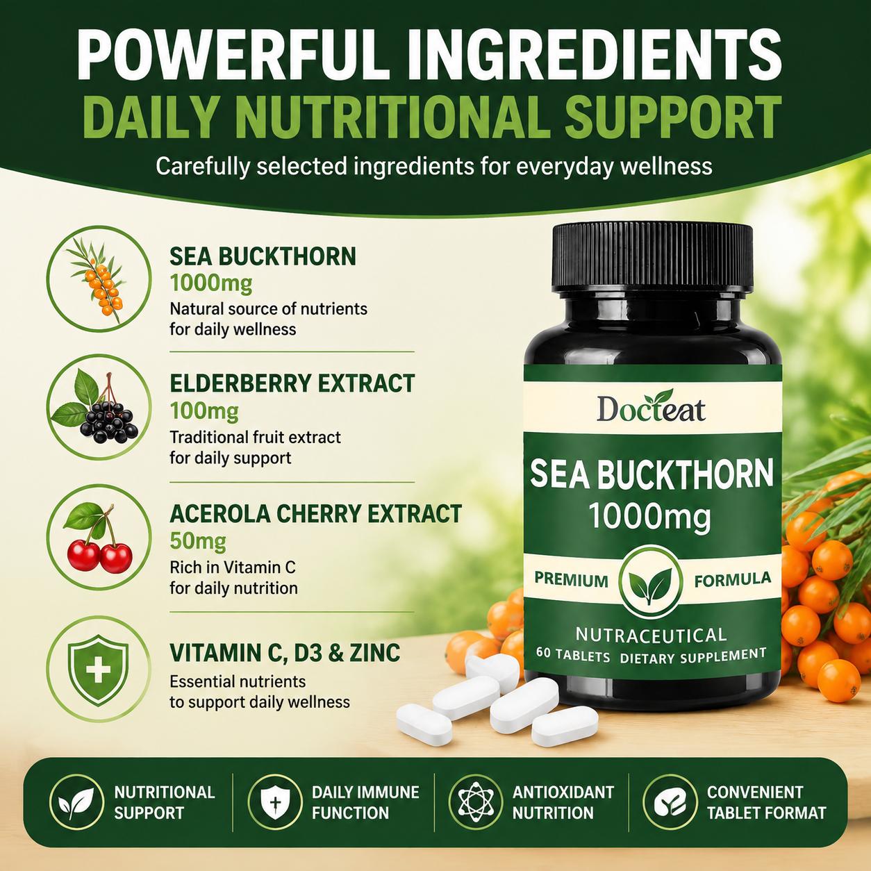 Docteat Sea Buckthorn 1000mg T - Nutrition Zinc review and price